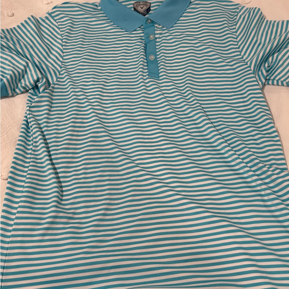 Callaway Striped Polo Shirt in Blue and White